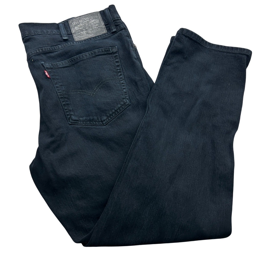 Levi's Black Denim Jeans 38 Straight Leg Mid Rise Streetwear Grunge Workwear